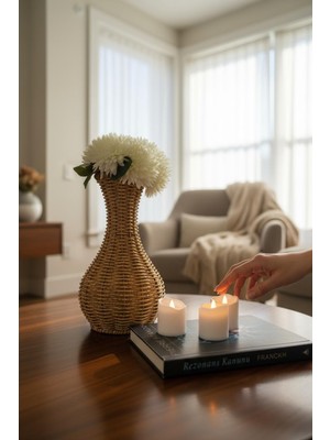 Love İnce 6 Adet Mat Beyaz Mini LED Mum Seti Pilli Dumansız Alevli Ledli Dekoratif Yapay Mum Dekor Işığı