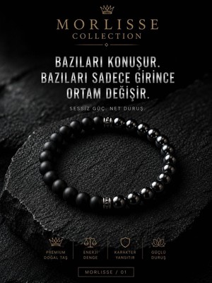 Morlisse Hematit ve Oniks Doğal Taş Bileklik