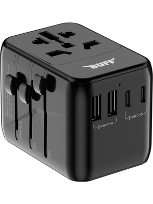 Bliss Store Labs BL80 Seyehat Şarj Adaptörü 35W Gan Çoklu Priz Dönüştürücü (Siyah)