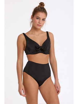Argento 1475-3001 Siyah Fiyonklu Balenli Toparlayıcı Yüksek Bel Bikini Takım