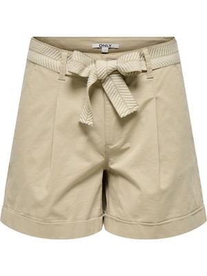Only Onlazelea Mw Belt Chıno Shorts Pnt Kadın Beyaz Şort - 15370625