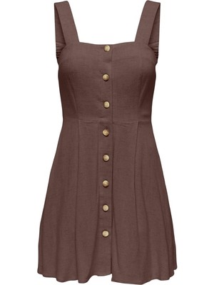 Only ShopINN Onlsıesta Lınen Bl Short Strap Dress Pnt Kadın Kahverengi Elbise - 15370390