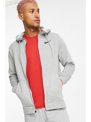 Nike Dri-Fit Hoodie Full-Zip Fleece Erkek Gri Spor Sweatshrit
