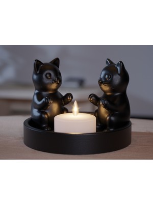 Other Mistik Kedi Figürlü Tealight Mum Tutucu-Kitten Tealight Candle Hodler For Charming Decor