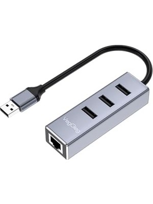Bliss Store Veggieg USB 2.0 To 100MBPS Ethernet Çevirici ve 3 Portlu USB Hub Çoklayıcı