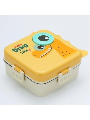 Süper Dino Üç Bölmeli + Sos Kaseli Yeni Nesil Çocuk Beslenme Kutusu - Lunch Box 1190 Ml.