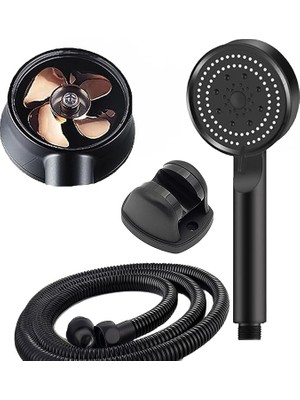 Turbo Pervaneli 5 Fonksiyonlu Duş Başlığı 150 cm Duş Hortumu ve Mafsal Set ile Modern Tasarım