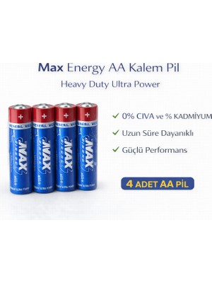 Akmanora Max Energy Aa Kalem Pil 1.5V R6 Heavy Duty Ultra Power 4lü 1 Paket