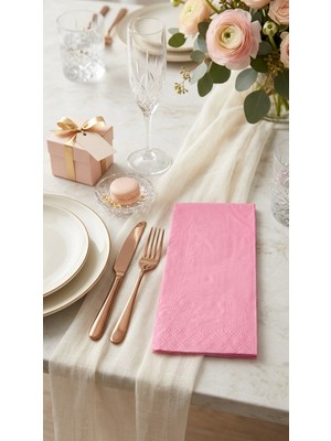 Pekshop Pembe Kağıt Peçete Garson Katlama 33X33CM 16LI Paket Pembe Parti ve Sunum Peçetesi