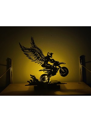 Other Asfaltın Melekleri: Kanatlı Motosikletçi Figürlü Dekoratif Aydınlatma-Winged Motocross Tealight Candle Holder