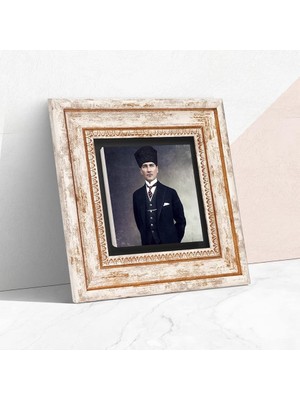 Stone Atatürk Taş Duvar Tablosu - Çerçeveli Taş Tablo - Dekoratif Duvar Sanatı - Modern Ev ve Ofis Duvar Dekoru T1-133
