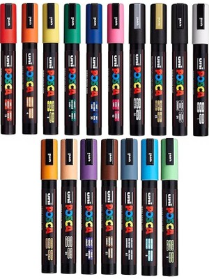 Posca Pc-5 M - 17 Set - Su Bazlı Pigment Mürekkep Işaretleyici, Uç 2,5 mm
