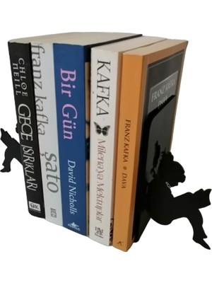 Dekoratif Kitap Okuyan Kız Figürlü Metal Kitap Tutucu 2'li Paket(Kitap Ayracı Hediyeli).
