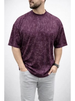 Erkek Premium Tişört Osy Yumuşak Dokulu Yıkamalı Oversize T-Shirt - Bordo
