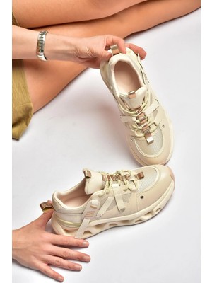 Fox Shoes Y312611009 Bej Kalın Tabanlı Spor Ayakkabı Sneakers