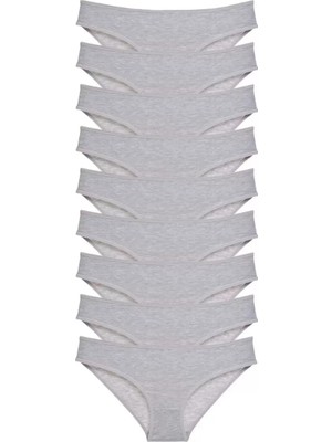 Royaleks 9 Adet Süper Eko Set Likralı Kadın Slip Külot Gri