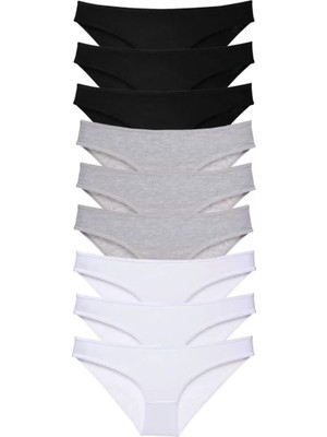 Royaleks 9 Adet Süper Eko Set Likralı Kadın Slip Külot Siyah Gri Beyaz