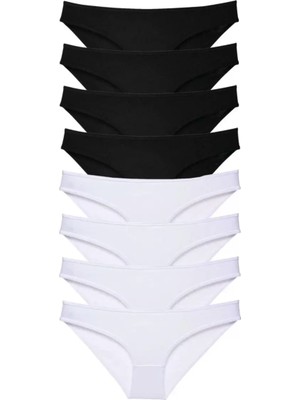 Royaleks 8 Adet Süper Eko Set Likralı Kadın Slip Külot Siyah Beyaz