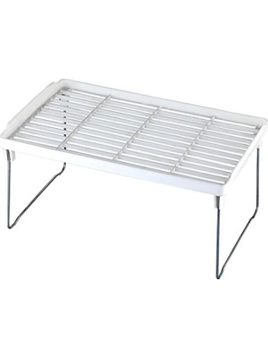 Dolap Içi Raf Düzenleyici, Metal Ayaklı, Plastik Mutfak Rafı, Tezgah Üstü Yer Kazandıran Organizer, 14X30CM