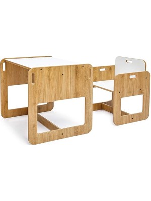Kumru Model Ahşap Montessori Aktivite Oyun Çalışma Masa ve Sandalye Seti (1 Masa + 1 Sandalye) 2-4 Yaş