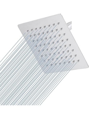 FourForce Home 25X25 cm 304 Paslanmaz Çelik Tepe Duşu – Geniş Kare Duş Başlığı, Sabit Tepe Duş Başlığı, Handshower Uyumlu, Modern ve Dayanıklı Duş Sistemi Parçası (Kare)