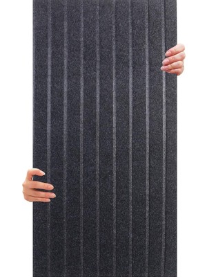 Kendinden Yapışkanlı Akustik Panel, Duvar Ses Yalıtım Paneli, Ses Emici Lambiri Desenli Dekoratif Keçe Panel 45X90 cm / 2 Adet / 0,81 M² Antrasit