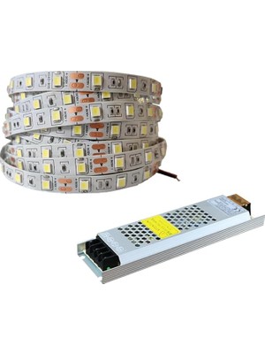 Metre Şerit LED Günışığı Renk + 12V 5 Amper 60 Watt LED Trafo -3 Dirençli Double Pcb - Yeni Nesil Oturma Odası, Yatak Odası ve Mutfak Için Gizli Aydınlatma