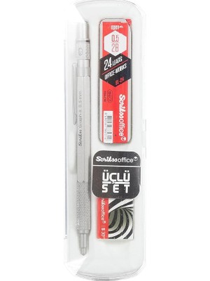 FourForce Office Graphx 3'lü Set Mekanik Kurşun Kalem Silgi Min Kurşun Gri 0.5 mm