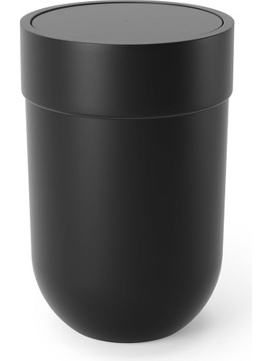 FourForce Touch Çöp Kutusu, Küçük 6 Litre Kapaklı, Salınımlı Kapaklı Atık Sepeti, Banyo/wc Için, Yumuşak Dokunuş, Siyah