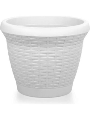 FourForce Plastik Hasır Desenli Dekoratif Saksı 15 Litre No 4