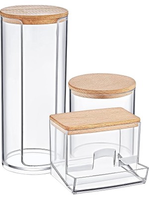 FourForce Ahşap Kapak 3 Lü Akrilik Organizer Set