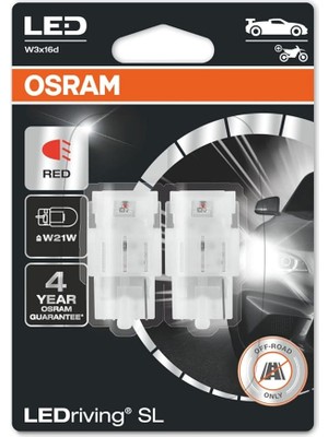 FourForce T20 Dipsiz Tek Devreli Kırmızı LED Ampul 12V 7505DRP (1 Takım-2 Adet)