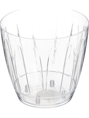 FourForce OR02 Şeffaf Orkide Saksısı Tabaklı 14,3cm, 1.5 Litre Şeffaf