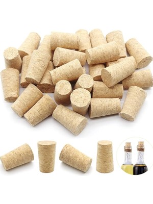FourForce 30'lu Paket Ahşap Mantar Tapalar Konik Boş Doğal Ahşap Mantarlar Şarap, Bira, Likör Şişeleri, Mantar El Sanatları Için Yedek (2,2x1,7x3,5 Cm)