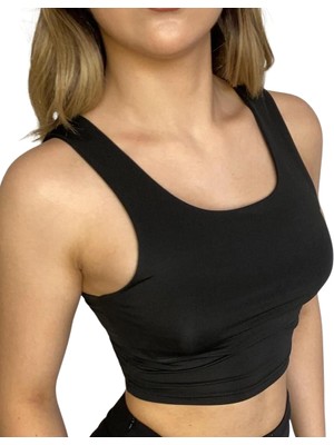 Akmanora Askılı Crop  Bluz-Siyah