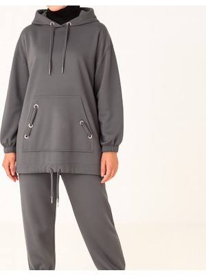 Tomris Butik Oversize Kapüşonlu Sweatshirt ve Jogger Eşofman Altı Ikili Takımı