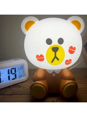 FourForce Gece Lambası Çocuklar Için Renkli Eğlenceli Karakter Aydınlatma Çocuk Odası Yatak Odası Kitap Okuma Işığı Dekoratif Lambatavşan Ayıcık (N10)