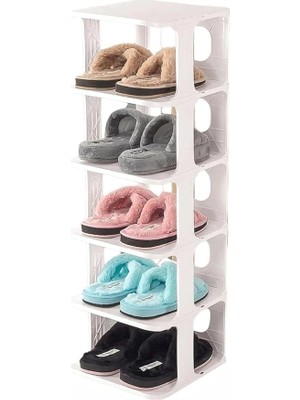 FourForce Home 5 Katlı Plastik Ayakkabılık Raf, Eklenebilir ve Büyütülebilir Düzenleyici Organizer, Kapı Önü ve Ev Içi Kullanım Için Ideal, Uzun Ömürlü ve Dayanıklı (Beyaz)