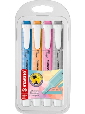 FourForce Swing Cool Pastel - Fosforlu Kalem - 4'lü Paket - Çeşitli Renkler