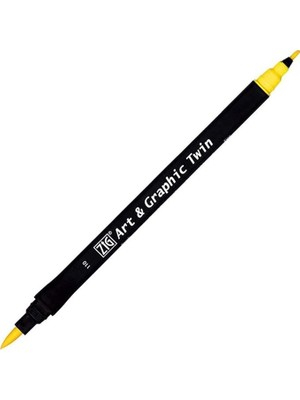 FourForce Art And Graphic Twin Tip Brush Marker 110 Çift Fırça Uçlu Işaretleme Kalemi, Orta Sarı