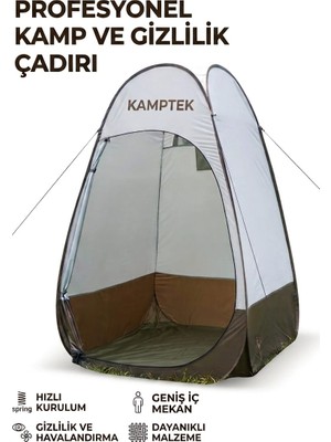 Kamptek Kamp Teknolojisi Kamptek Pop-Up Duş Kabini – Hızlı Kurulum Kamp & Plaj Için Taşınabilir Wc/Duş/Giyinme Çadırı, Anında Gizlilik, 120×120×190 cm Geniş Hacim