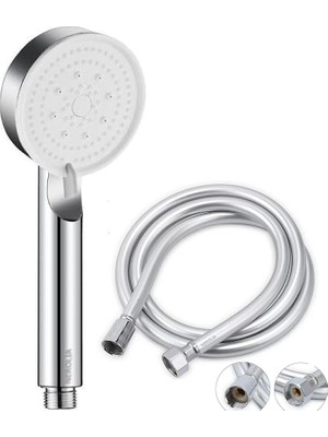 FourForce Turbo Yüksek Basınçlı Duş Seti - Su Tasarruflu Masaj Başlığı ve Pvc Banyo Hortumu ile (Renk Asortidir)