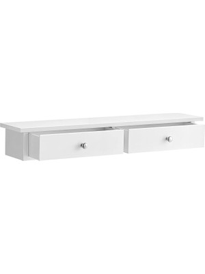 FourForce Duvar Rafı, 2 Çekmeceli Asma Raf, Parlak Yüzey, 15 Kg'a Kadar Taşıma Kapasitesi, 65 x 15 x 10 Cm, Koridor, Oturma Odası ve Mutfak, LWS65WT, Ahşap