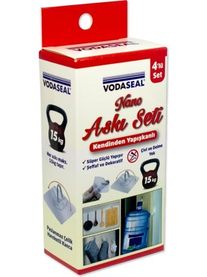 FourForce Nano Askı Seti, Kendinden Yapışkanlı, Süper Güçlü Yapıştırıcı, 15 kg Ağırlık Kapasiteli, 4'lü Set