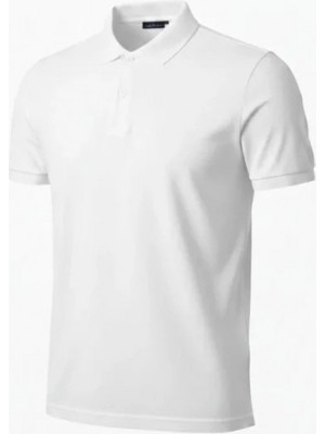 Erkek Pike Kumaş Düğmeli Yaka Regular Fit Günlük Kısa Kol Tişört T-Shirt - Beyaz