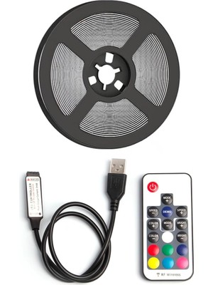 Arkası Animasyonlu Rgb Şerit LED Seti Kumandalı 3 Metre - Cata - 5V USB Girişli