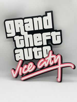 Goka 3D Craft Grand Theft Auto (GTA) Vice City 3D Duvar Dekoru - 23 cm Premium Versiyon (1.5 cm Çift Montaj Setli)
