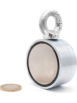 FourForce Magneteksan Çift Taraflı (Double Sided) Pot Mıknatıs Ø60 mm Fishing Magnet - 360° Çekim Gücü - 150-200 kg - Deniz Mıknatısı