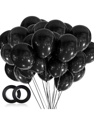 FourForce Parlak Metalik Helyum Balon 10 Adet (Siyah)