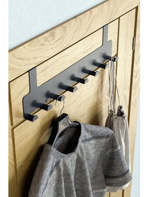 Home Metal Mat Siyah Kapı Arkası Askılık – 8 Kancalı Amerikan Tipi Organizer Askı, Banyo ve Oda Kapıları Için Pratik Askılık, Delmeden Montajlı Kapı Arkası Askı (Siyah)